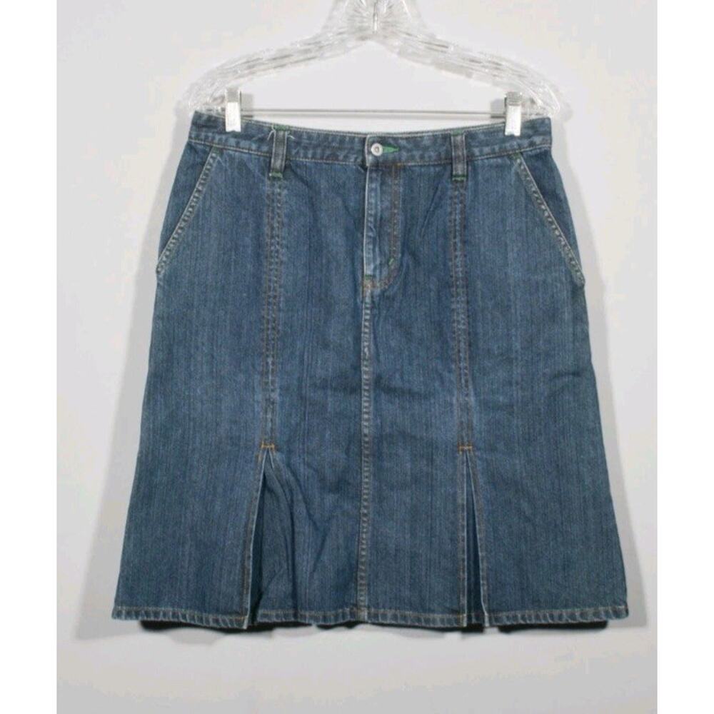 Eddie Bauer 90s Pleated Denim Skirt Women Size 10T Classic Quality Americana EUC